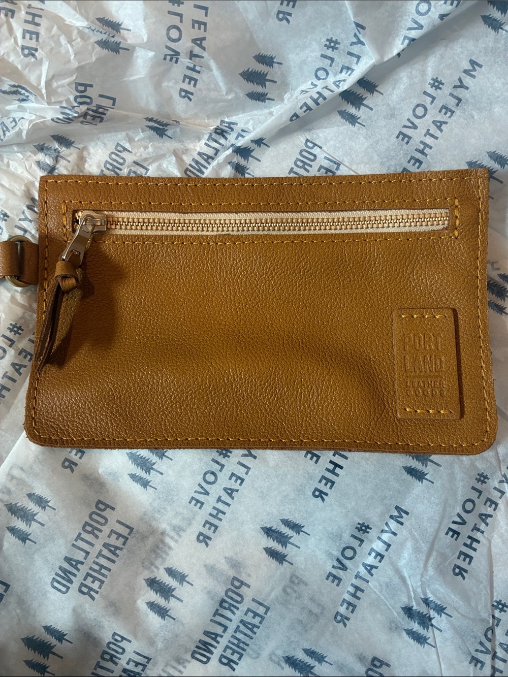 Portland Leather Mini Wristlet in Tan